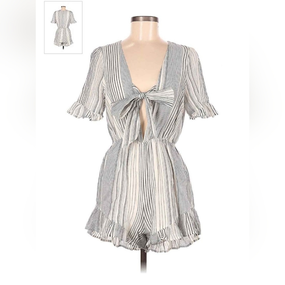 Lucca stripped romper keyhole tie front size medium